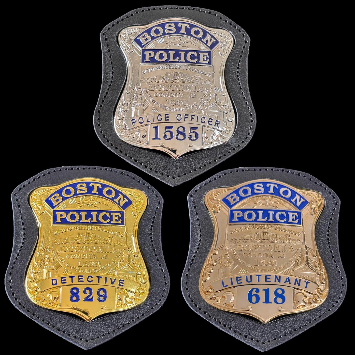 3 repliche di distintivi della polizia di Boston, oggetti di scena del film