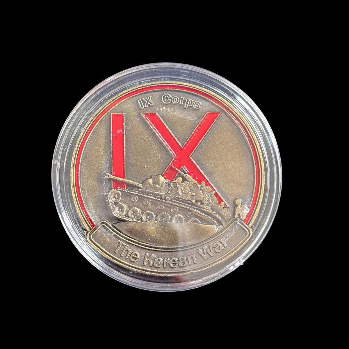 Moneda de desafío IX CORPS LA GUERRA DE COREA PARALELO 38