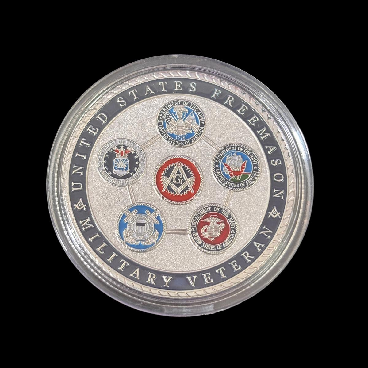 Moneda de desafío de la amistad, la moral y el amor fraternal de los veteranos militares masones de EE. UU.