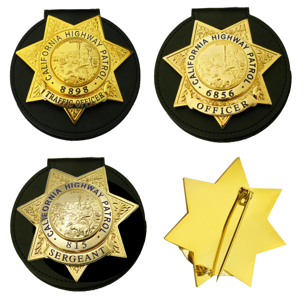 Réplica de la insignia de la Patrulla de Carreteras de California (CHP) de EE. UU., accesorios de película
