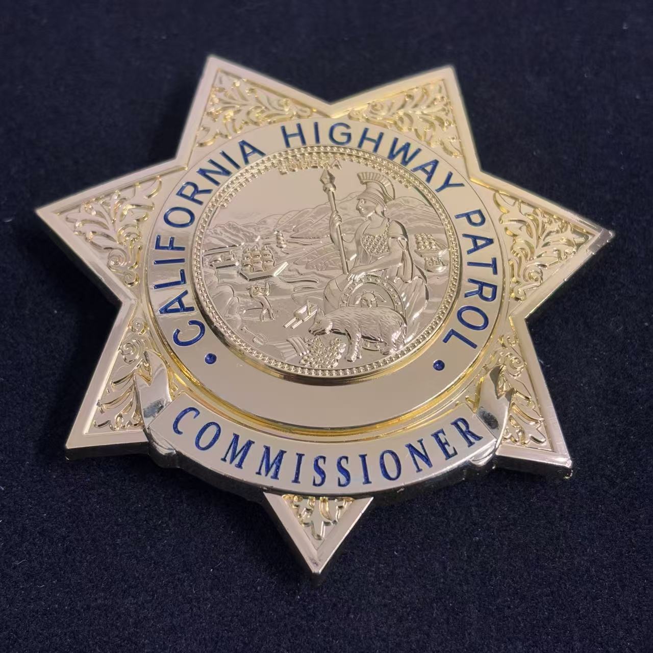 Réplica de la insignia del comisionado de la CHP de EE. UU., accesorios de película, número personalizable