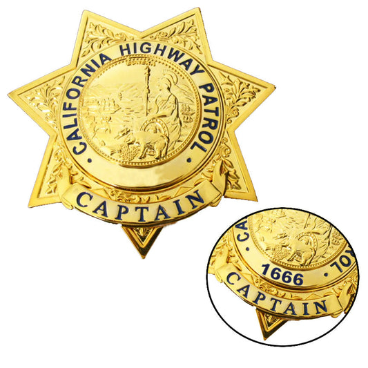 Replica del distintivo della California Highway Patrol del CAPITANO della CHP degli Stati Uniti, oggetti di scena del film, numero personalizzabile