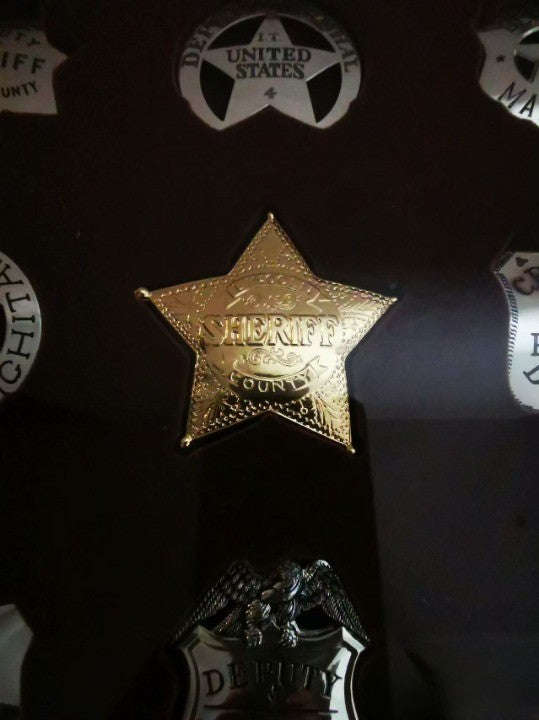 Set di distintivi in ​​argento sterling Franklin, oggetti di scena del film