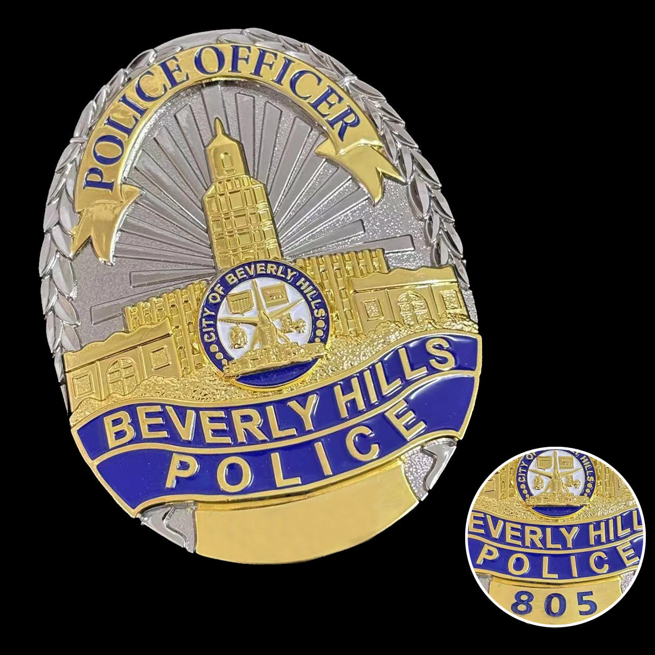 Replica del distintivo della polizia investigativa di Beverly Hills degli Stati Uniti, oggetti di scena del film, numero personalizzabile