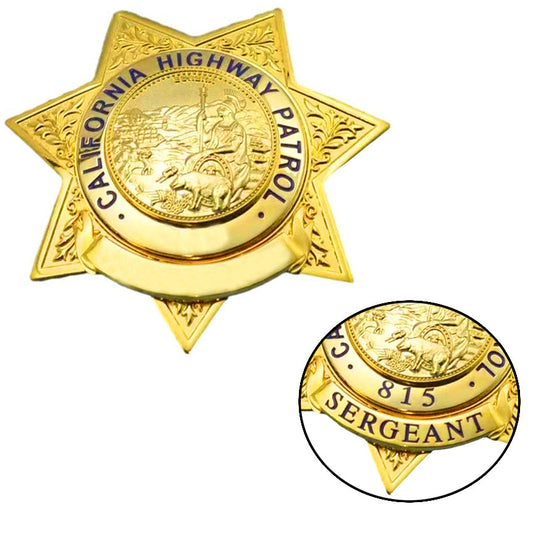 Replica del distintivo della California Highway Patrol del CAPITANO della CHP degli Stati Uniti, oggetti di scena del film, numero e nome personalizzabili