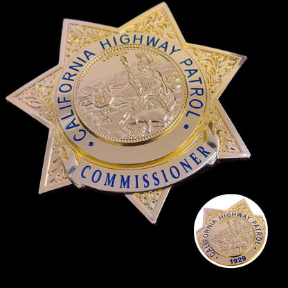 Réplica de la insignia del comisionado de la CHP de EE. UU., accesorios de película, número personalizable