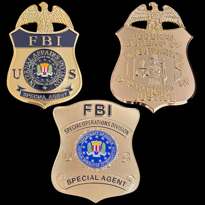 Réplica de 3 insignias del FBI (accesorios de película)