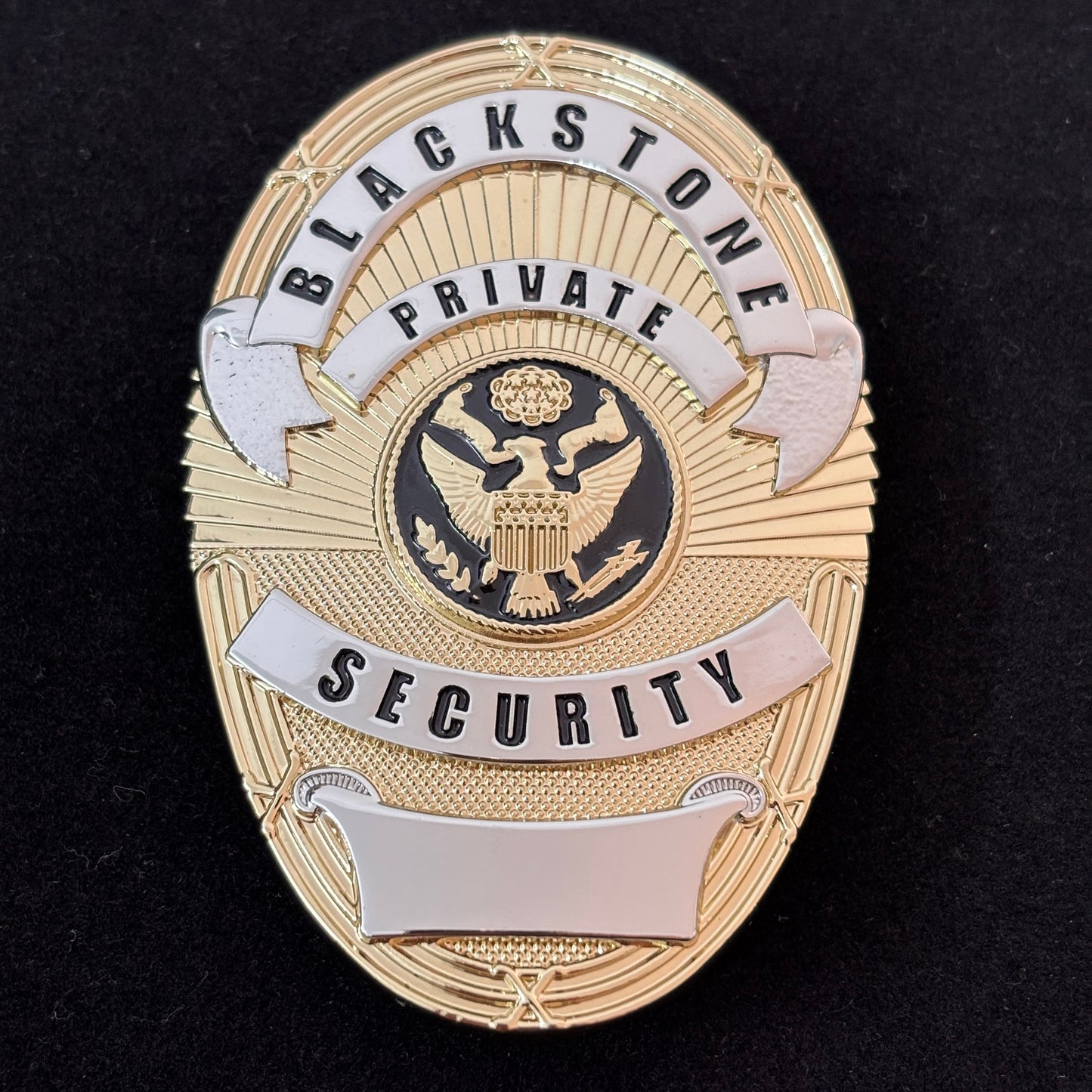Replica del distintivo di sicurezza privata Blackstone, oggetti di scena del film, numero personalizzabile