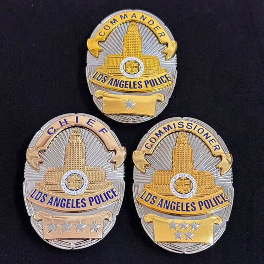 3 repliche del distintivo della polizia di Los Angeles LAPD, oggetti di scena del film