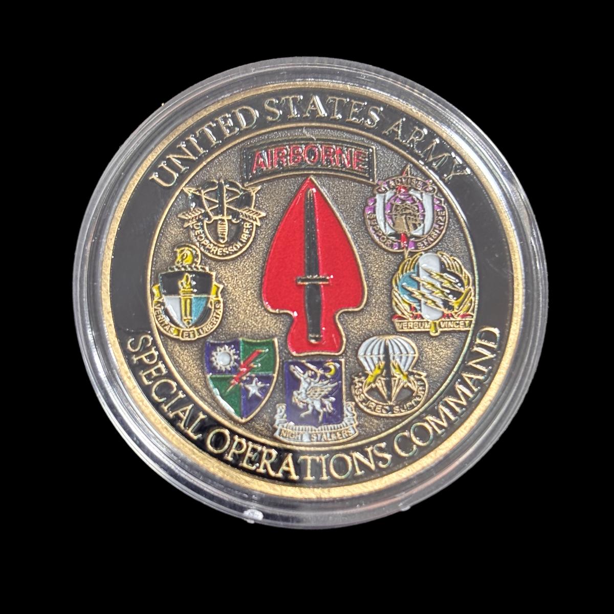 Moneda de desafío del Comando de Operaciones Especiales del Ejército de los Estados Unidos