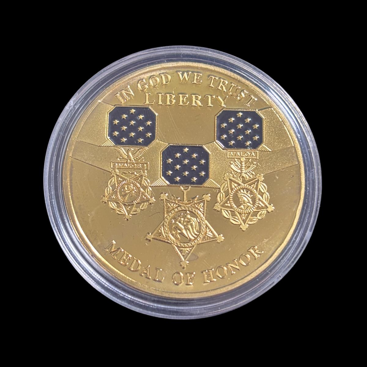 Moneda de desafío de la Medalla de Honor de la Libertad en Dios confiamos