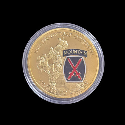 Moneda de desafío de la 10.ª DIVISIÓN DE MONTAÑA DEL EJÉRCITO DE EE. UU.