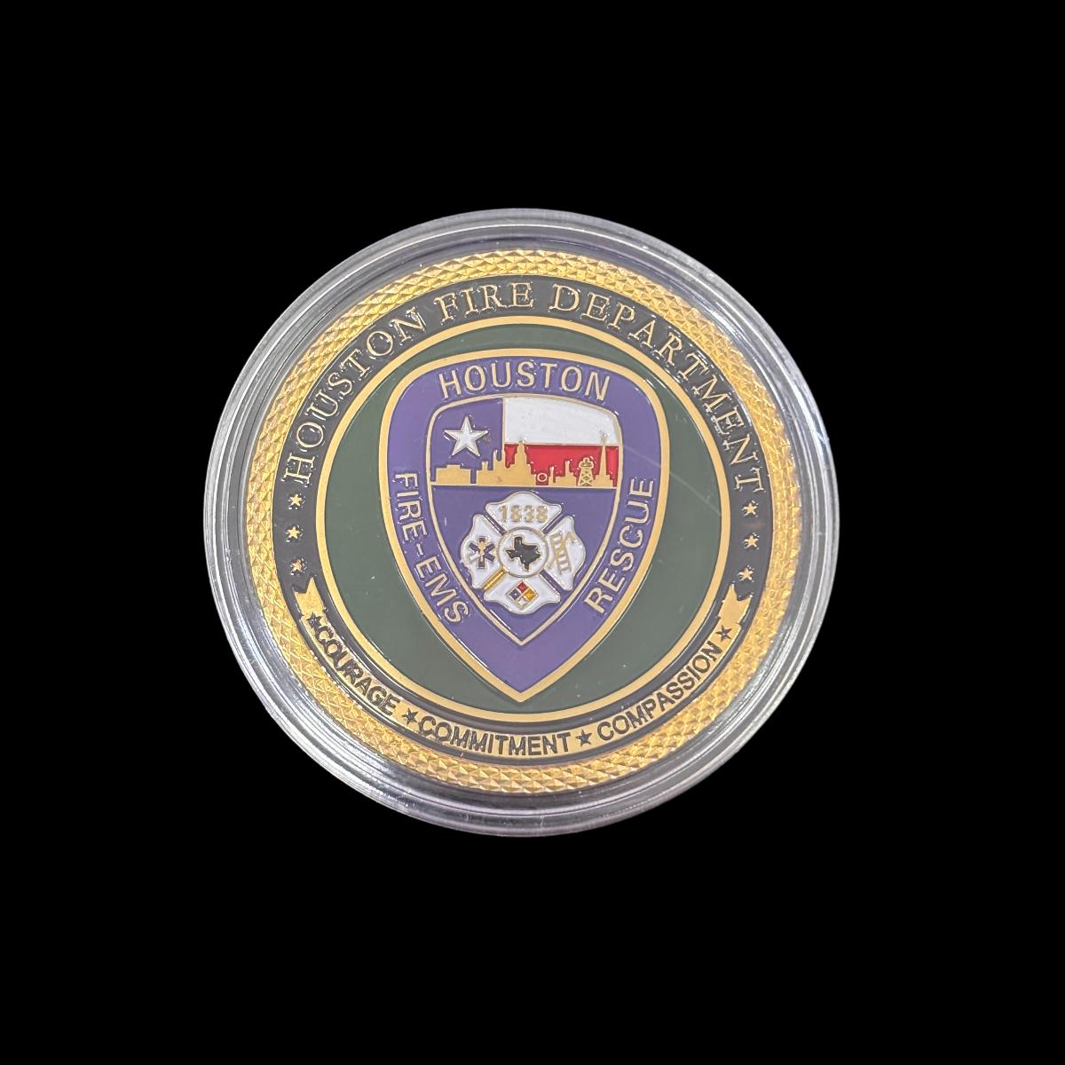 Moneda de desafío del DEPARTAMENTO DE BOMBEROS DE HOUSTON, BOMBEROS Y EMS RESCATE