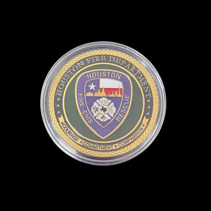 Moneda de desafío del DEPARTAMENTO DE BOMBEROS DE HOUSTON, BOMBEROS Y EMS RESCATE