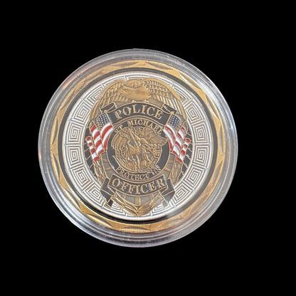 Moneda de desafío "San Miguel protege a un oficial de policía de EE. UU."