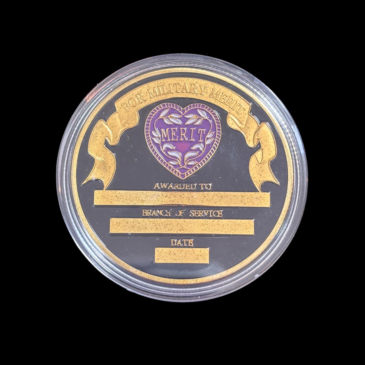 Moneda de desafío al mérito Corazón púrpura 1782-1932
