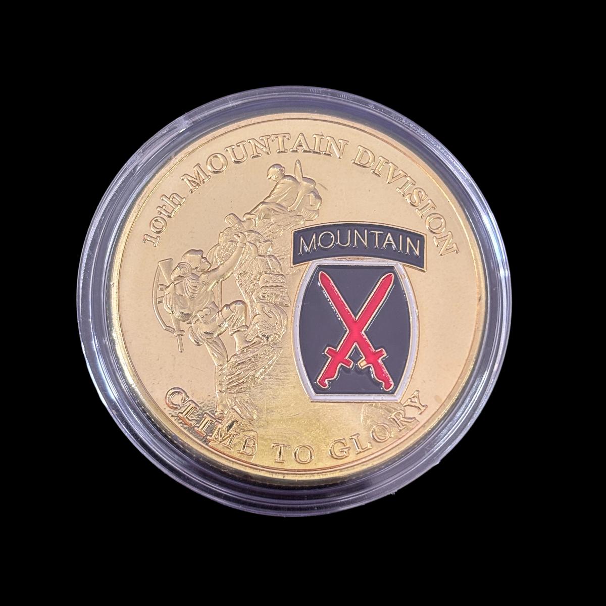 Moneda de desafío de la 10.ª DIVISIÓN DE MONTAÑA DEL EJÉRCITO DE EE. UU.
