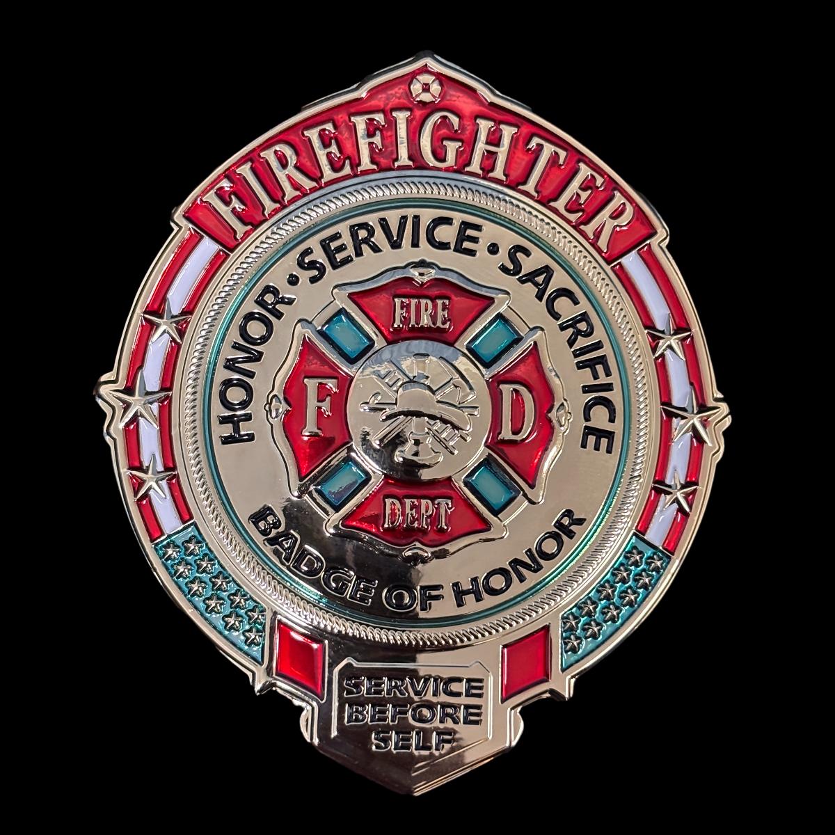 Replica del distintivo di sacrificio e servizio d'onore dei vigili del fuoco, oggetti di scena del film 