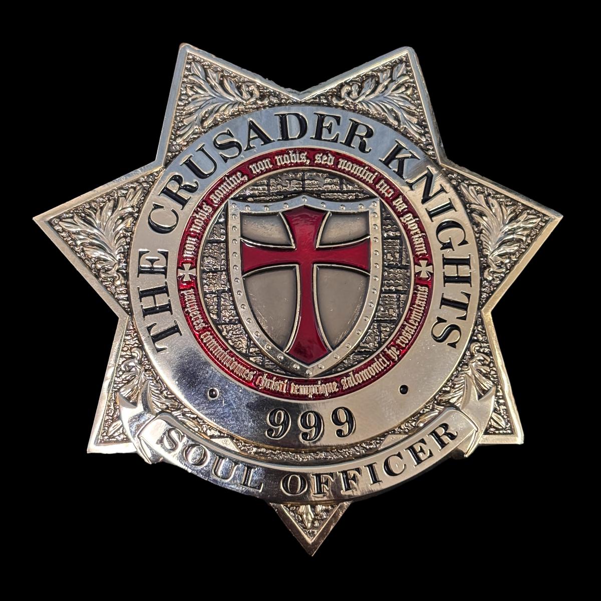 Réplica de la insignia del oficial del alma 999 de los Caballeros Cruzados, accesorios de película 