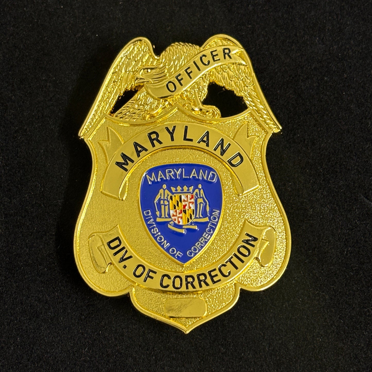 Replica di un distintivo personalizzabile di un agente di custodia della divisione penitenziaria del Maryland degli Stati Uniti.