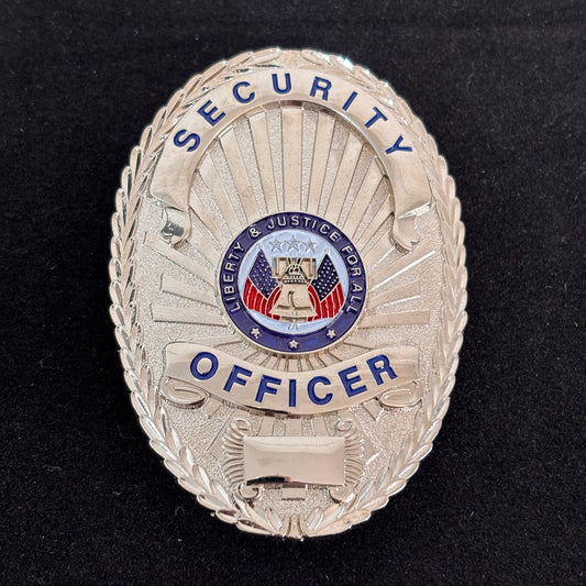 Replica del distintivo dell'agente di sicurezza Liberty &amp; Justice For All, oggetti di scena del film 