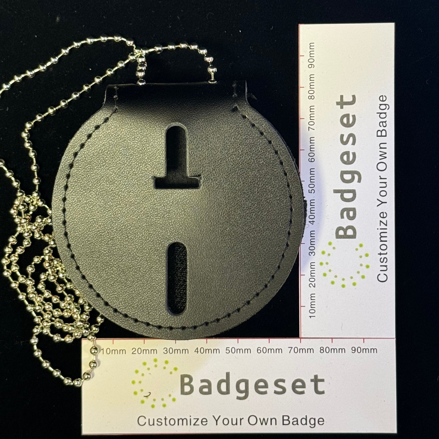 Genuine Leather Embedded Cut-out Holder For Round Police Badges