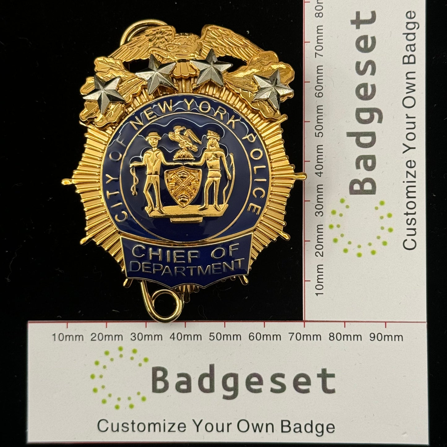 Replica del distintivo della polizia di New York NYPD, oggetti di scena del film, 4 stelle