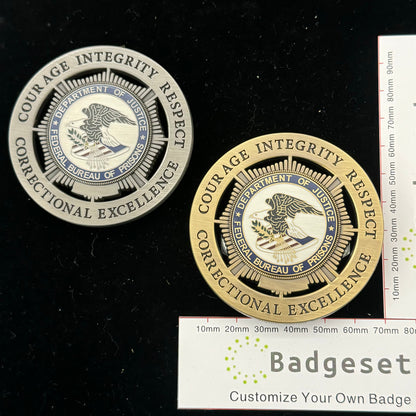 Numero personalizzabile del distintivo dell'Ufficio federale delle prigioni del Dipartimento di Giustizia