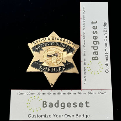 Distintivo d'oro con stella dello sceriffo della contea di Cook CCSO, numero personalizzabile, oggetti di scena per film