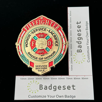 Replica del distintivo di sacrificio e servizio d'onore dei vigili del fuoco, oggetti di scena del film 