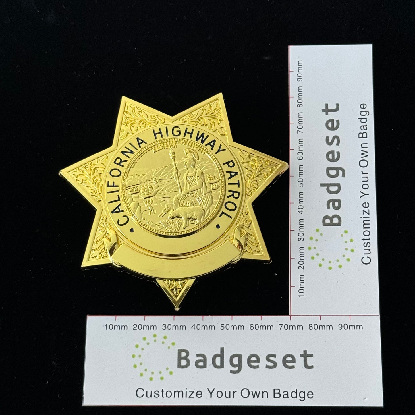 Replica del distintivo della California Highway Patrol della CHP degli Stati Uniti, oggetti di scena del film, numero e nome personalizzabili