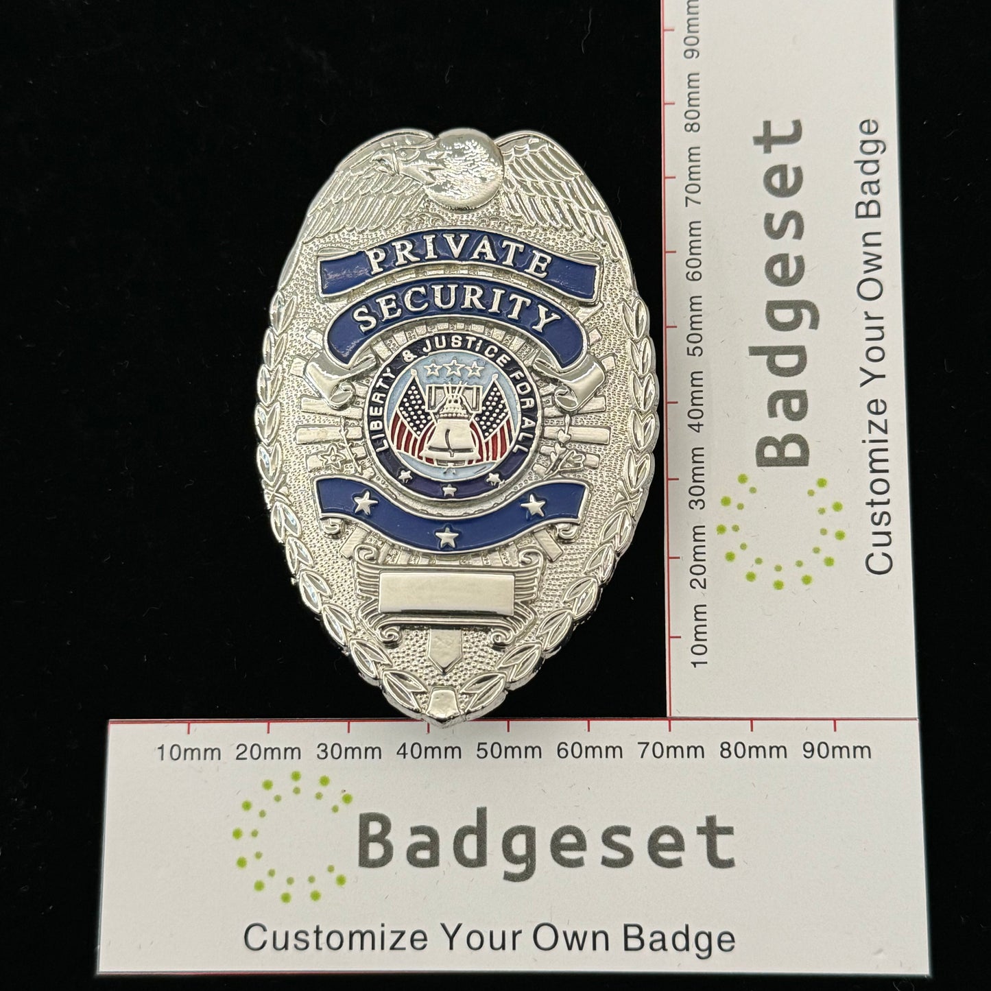 SICUREZZA PRIVATA Distintivo a tre stelle Accessori per film Numero personalizzato
