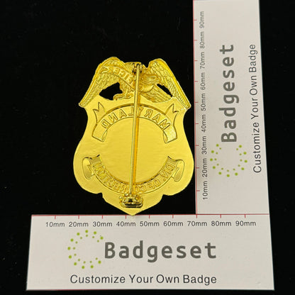 Replica di un distintivo personalizzabile di un agente di custodia della divisione penitenziaria del Maryland degli Stati Uniti.