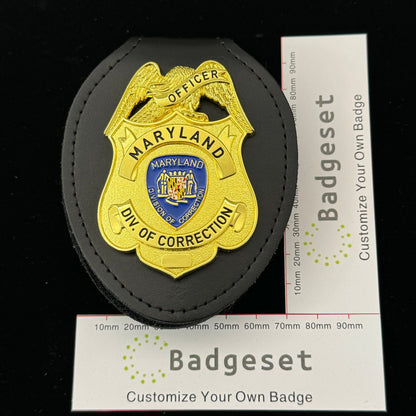 Replica di un distintivo personalizzabile di un agente di custodia della divisione penitenziaria del Maryland degli Stati Uniti.