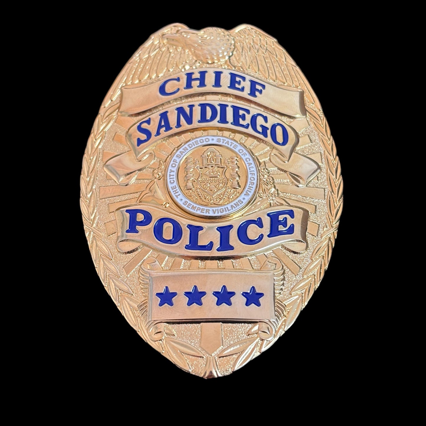 Replica del distintivo della polizia del capo San Diego, oggetti di scena del film, 4 stelle