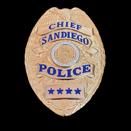 Replica del distintivo della polizia del capo San Diego, oggetti di scena del film, 4 stelle