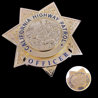 Réplica de la insignia de la Patrulla de Carreteras de California, oficial de la CHP de EE. UU., accesorios de película, número personalizable