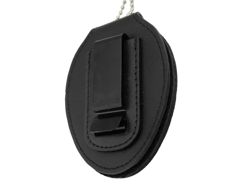 Elegante porta badge ovale in pelle e fondina per badge LAPD