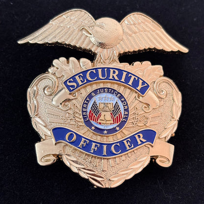 Replica del distintivo dell'agente di sicurezza Liberty &amp; Justice For All, oggetti di scena del film, numero personalizzabile