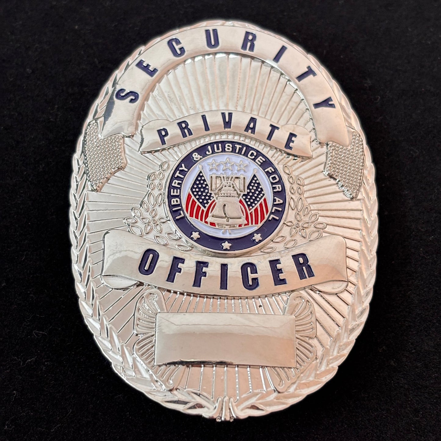 Replica del distintivo da ufficiale privato di sicurezza Liberty &amp; Justice For All, oggetti di scena del film, numero personalizzabile