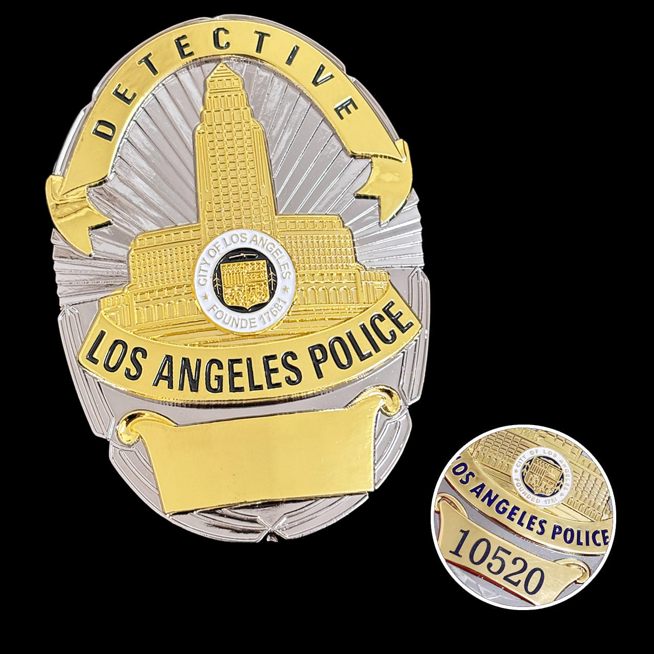 Distintivo personalizzabile dell'ufficio di polizia investigativa di Los Angeles LAPD con numero
