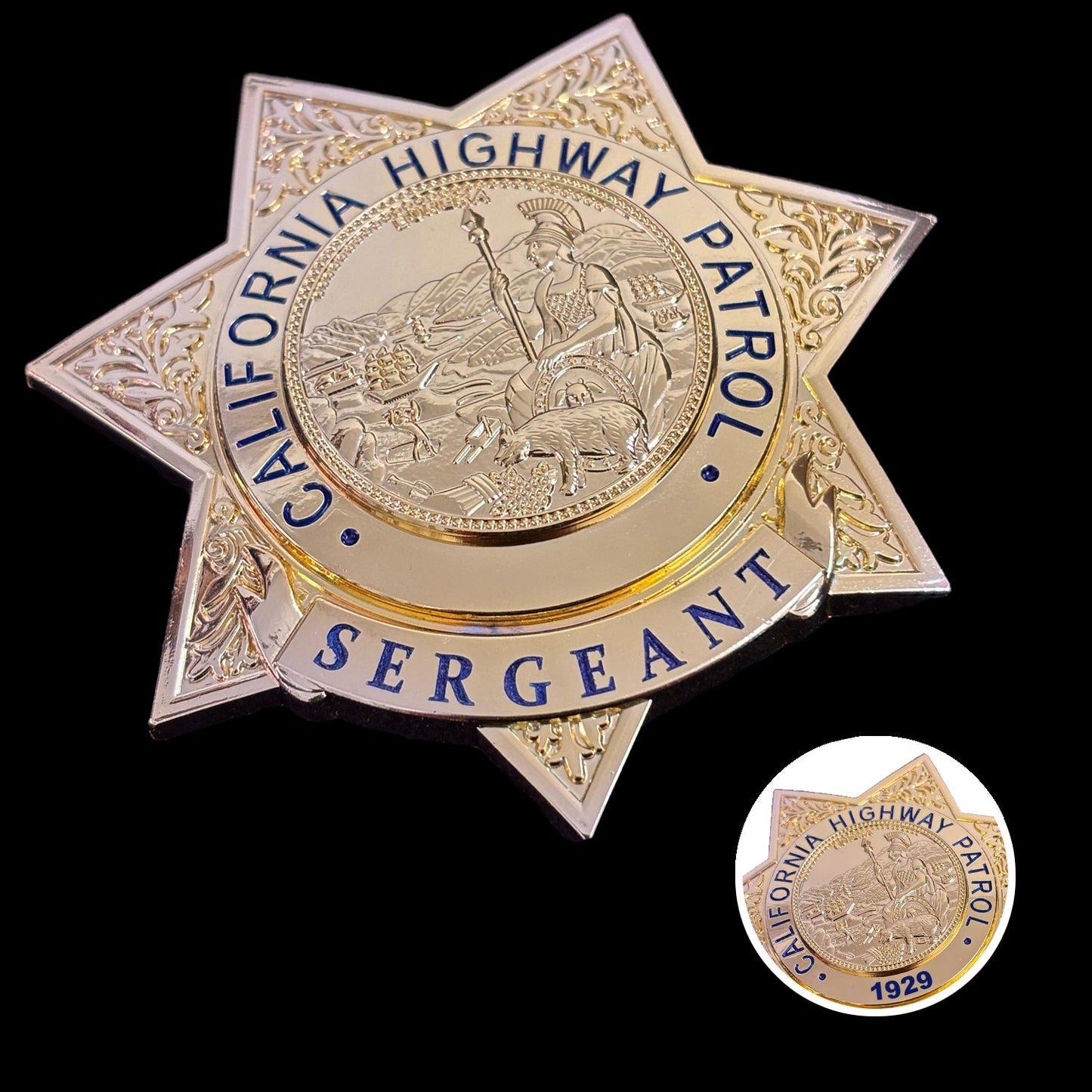 Replica del distintivo del sergente della pattuglia stradale della CHP degli Stati Uniti, oggetti di scena del film, numero personalizzabile