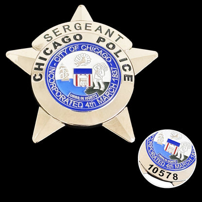 Insignia de sargento de policía de Chicago CPD con número personalizable