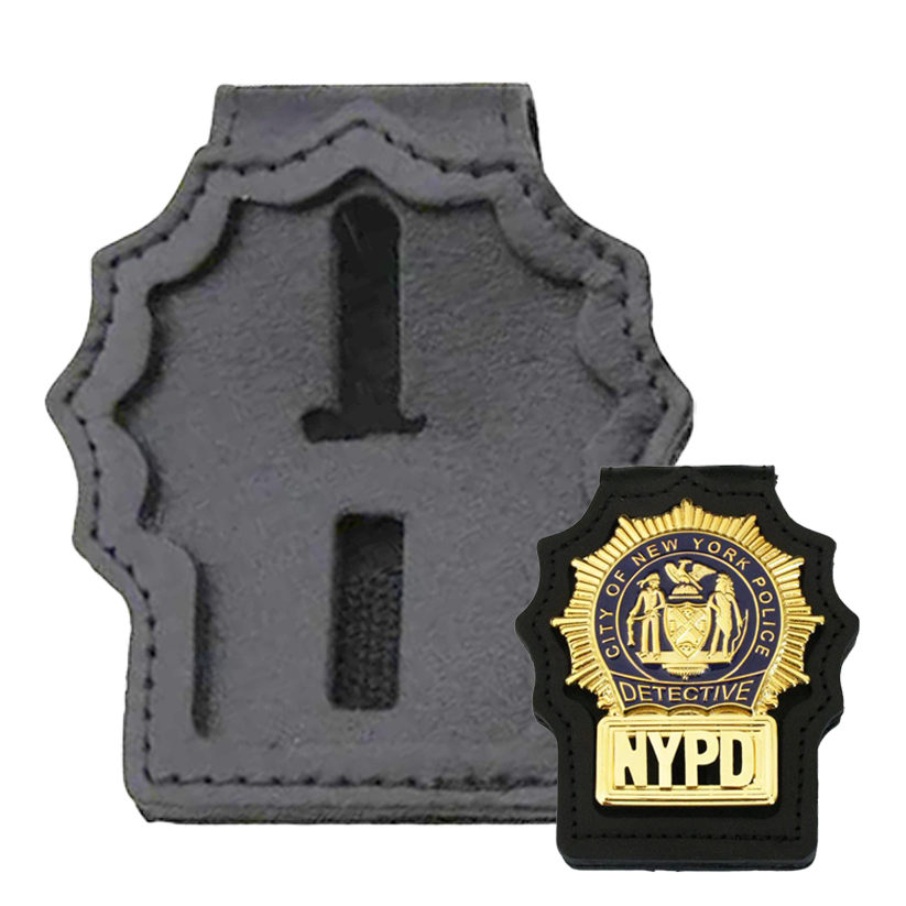 Portafogli/fondina/portafoglio in vera pelle con inserto per distintivo da detective della polizia di New York