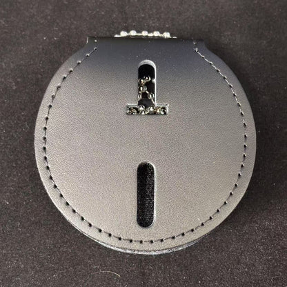 Genuine Leather Embedded Cut-out Holder For Round Police Badges