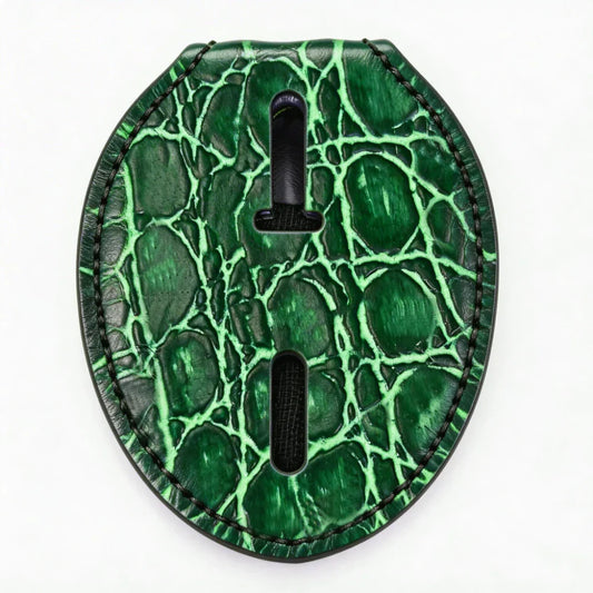 Personalized Genuine Leather Oval Police Badge Holder - SP001 Case with Belt Clip & Neck Chain