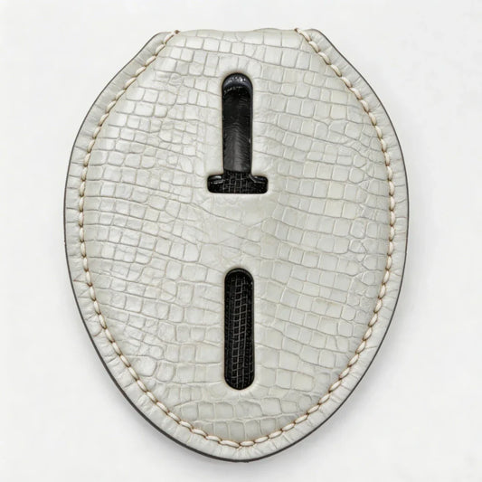 Personalized Genuine Leather Oval Police Badge Holder - L004 Case with Belt Clip & Neck Chain