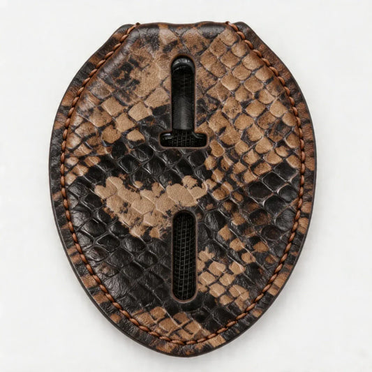 Personalized Genuine Leather Oval Police Badge Holder - P006 Case with Belt Clip & Neck Chain