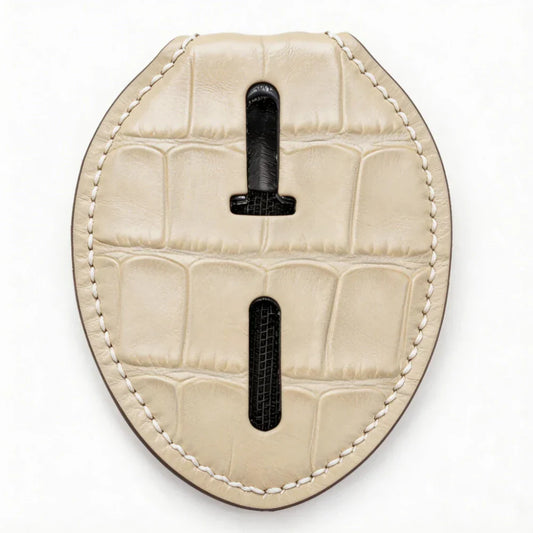 Personalized Genuine Leather Oval Police Badge Holder - B008 Case with Belt Clip & Neck Chain