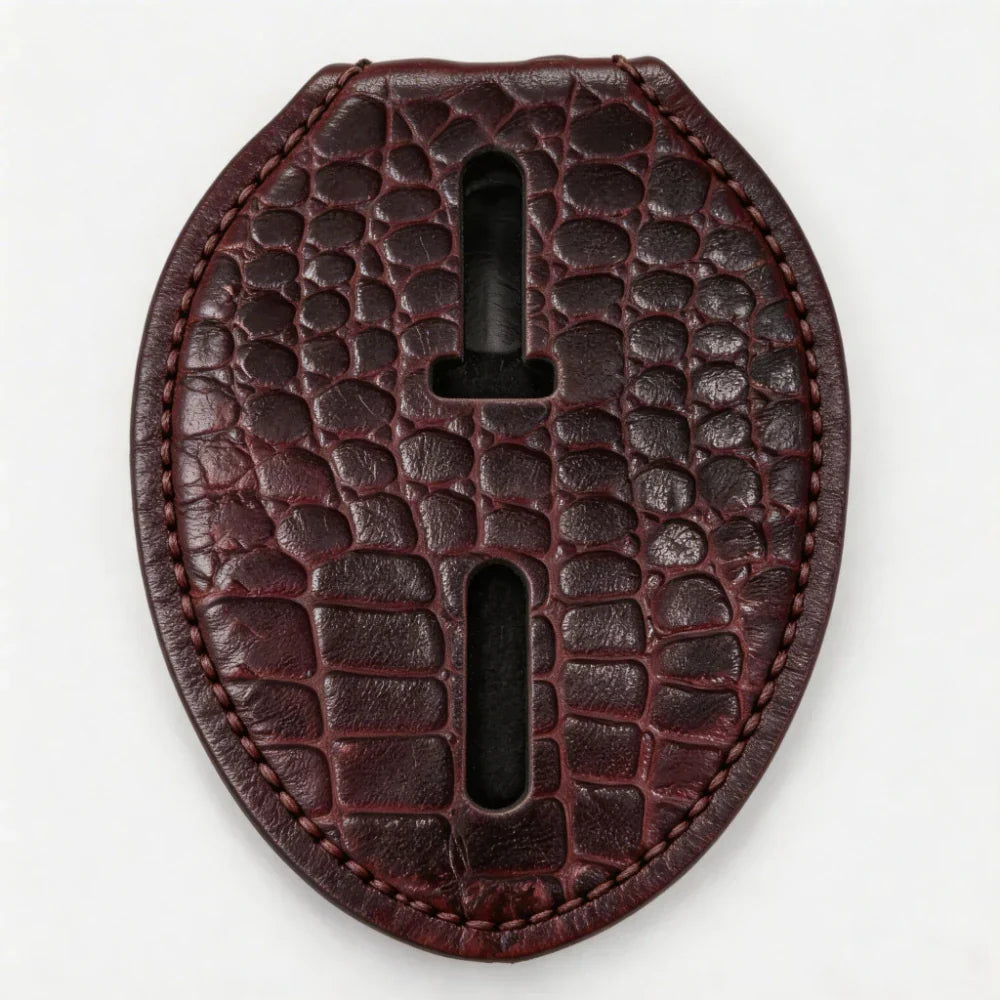 Personalized Genuine Leather Oval Police Badge Holder - C002 Case with Belt Clip & Neck Chain